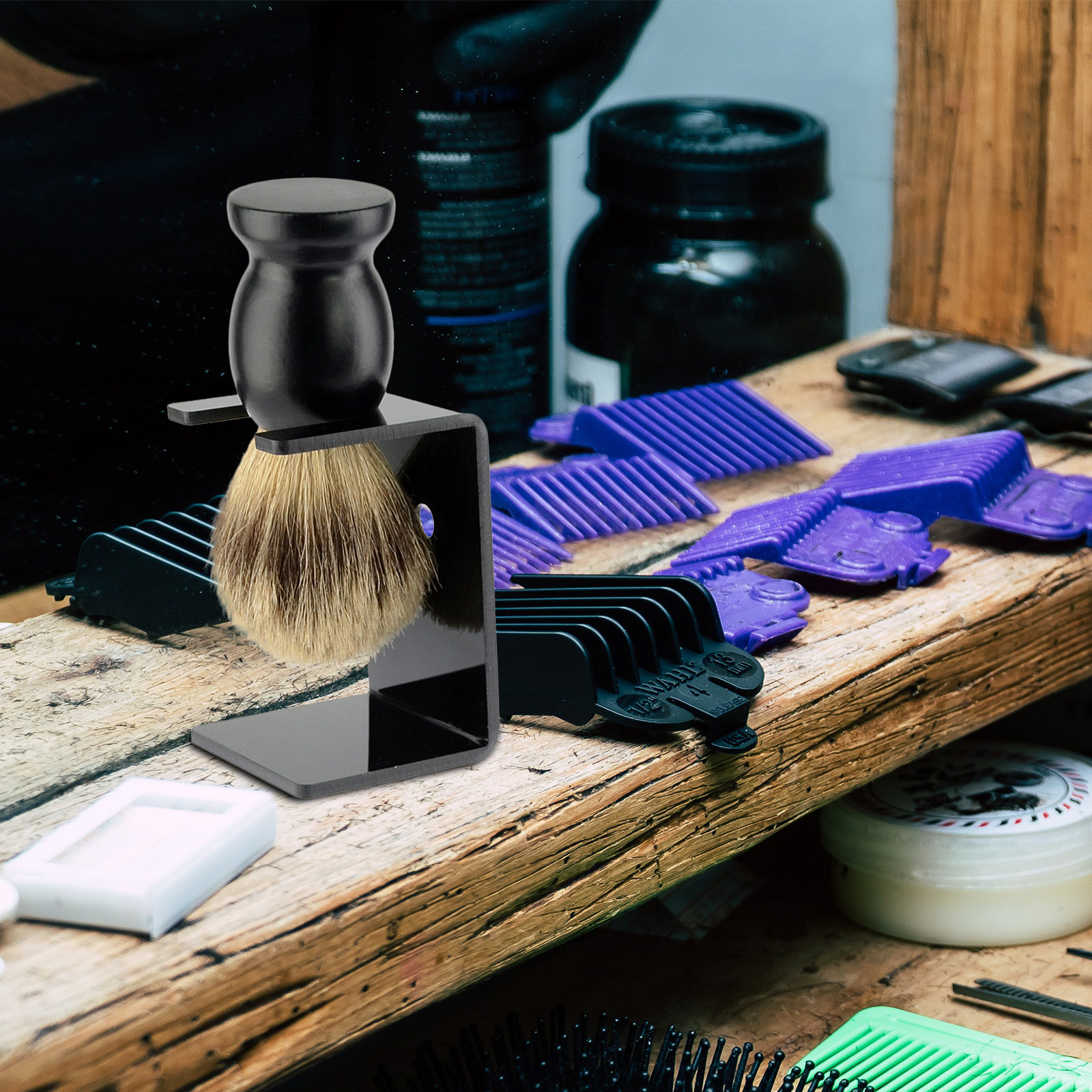 Men'S Grooming Organizer - Razor Holder Stand Shaving Brush Display