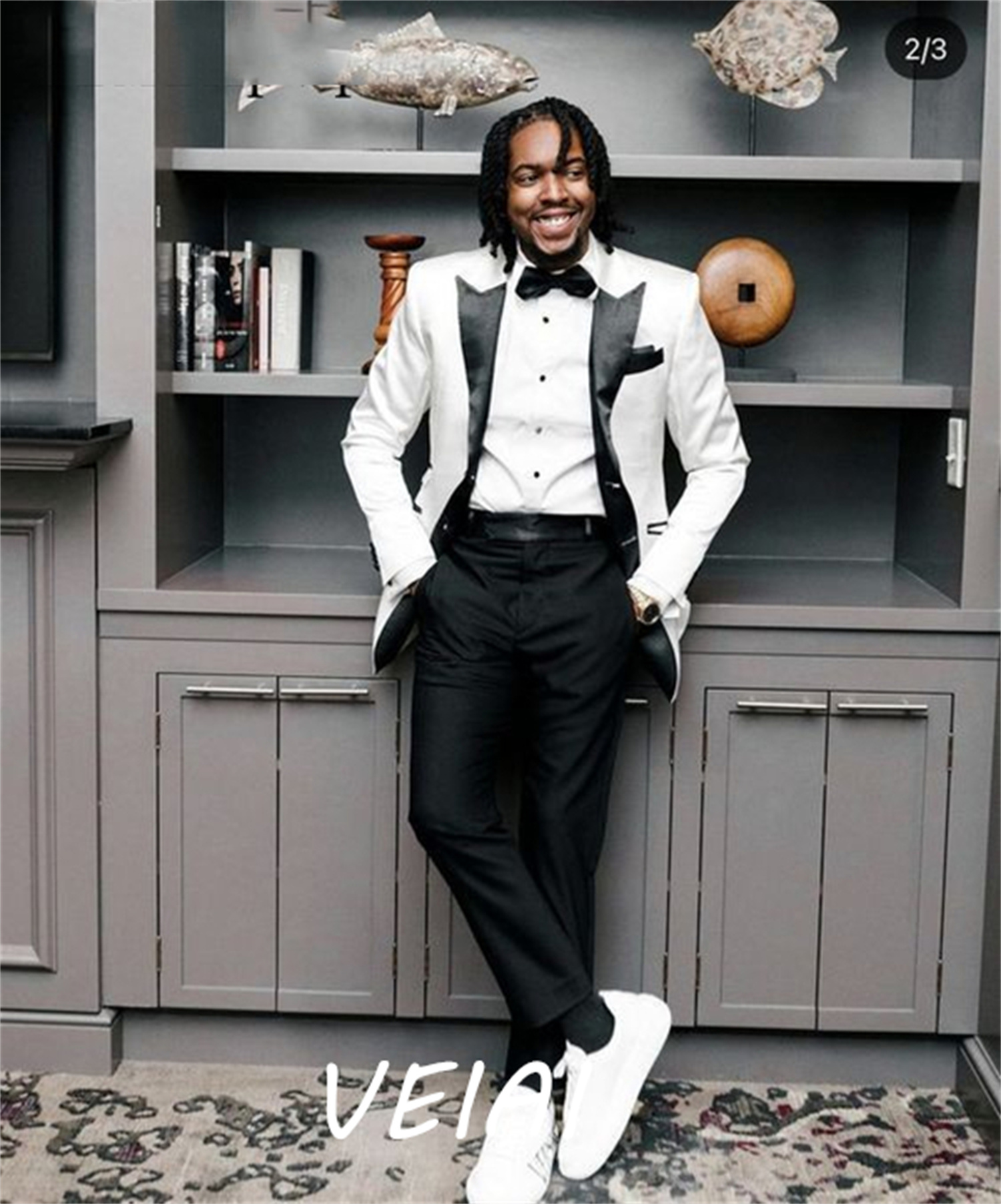 Jack Men'S Grooming - CustomizedBlack and White Wedding Suit for