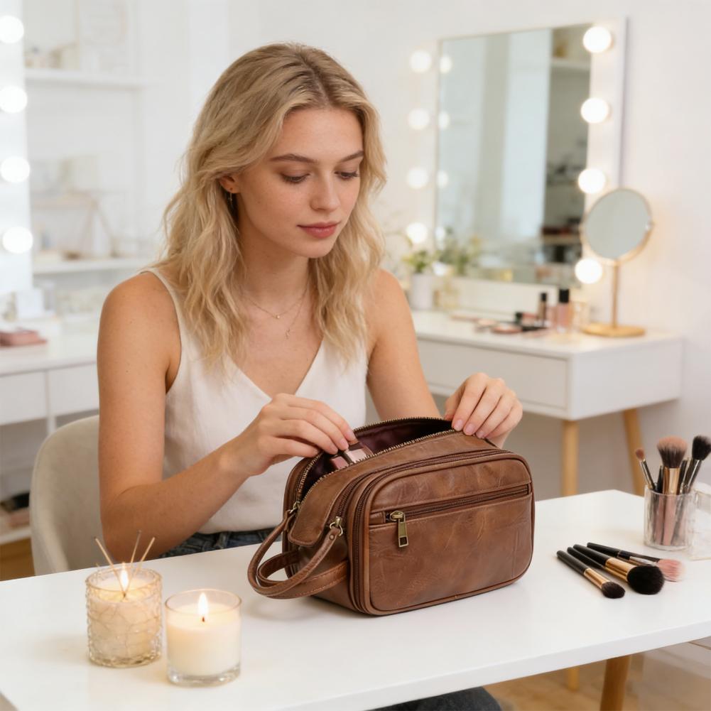 Travel Makeup Bag Faux Leather – Men'S Grooming Organizer recenzja i cena