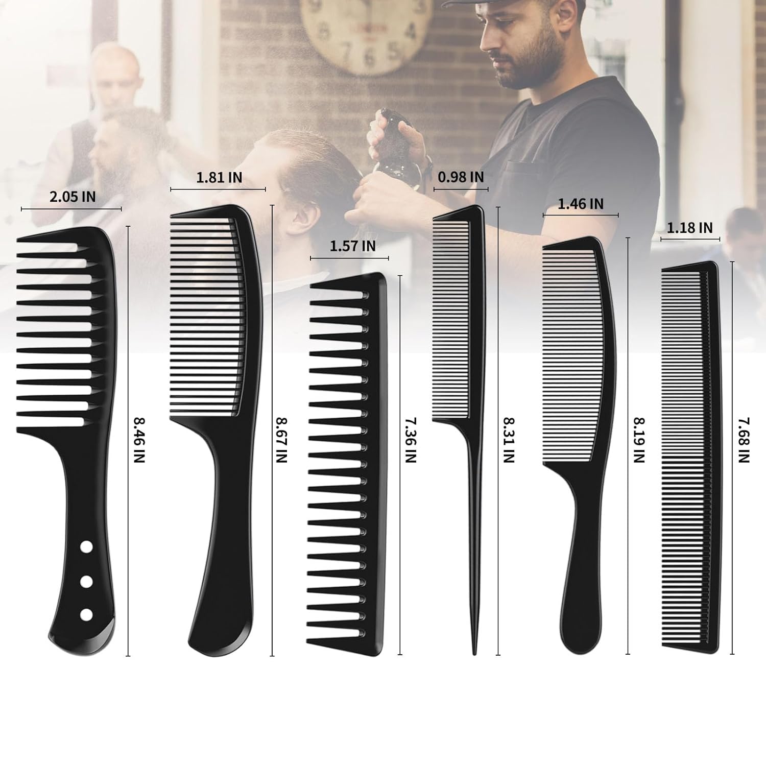 6 PCS Hair Comb Set Black, Dur – Comb Fine Tooth recenzja i cena