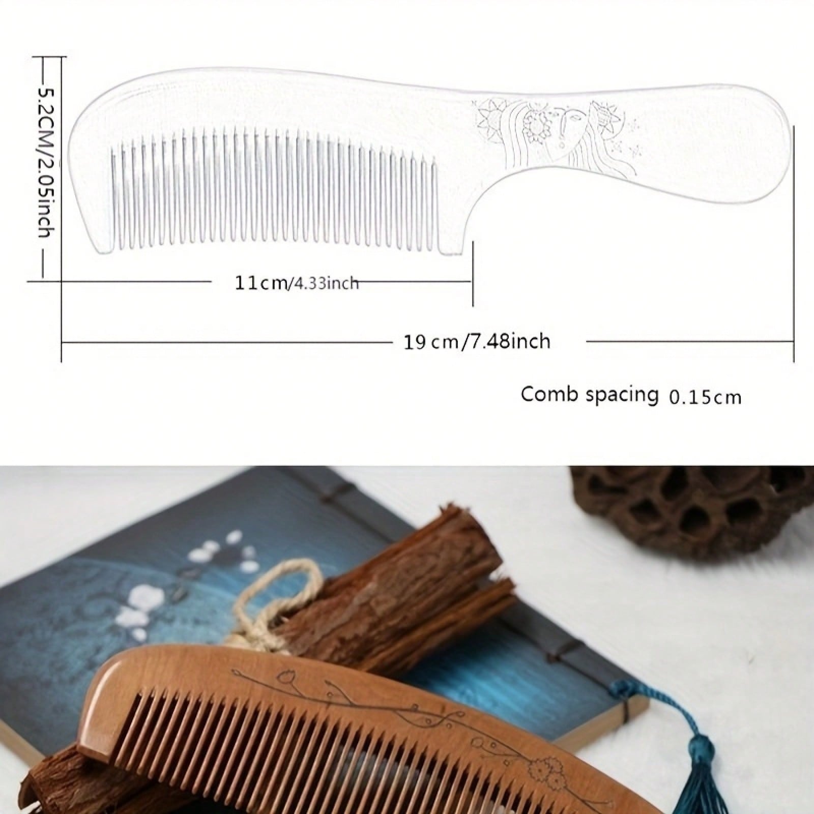 Natural Solid Wood Sandalwood  – Comb Fine Tooth recenzja i cena